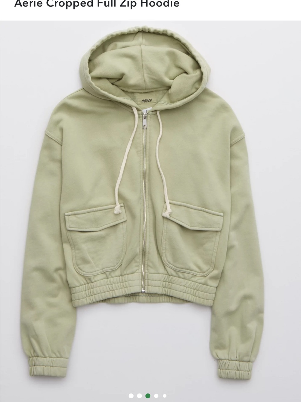 aerie Light Sage Cropped Zip Hoodie LG